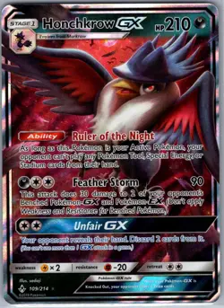 Honchkrow GX 109/214 SM - Unbroken Bonds - Pokemon Card - NM - Image 1