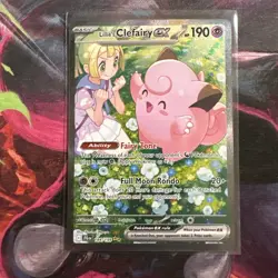 Pokemon TCG Lillie's Clefairy ex 184/159 Sv09: Journey Together Holo SIR FA - Image 3