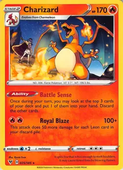 Charizard 025/185 Rare Vivid Voltage Pokemon Near Mint - Image 1