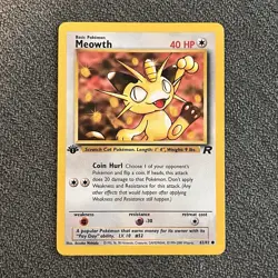 1st Edition Meowth 62/82 LP/NM - Team Rocket Common - Vintage WOTC Pokemon TCG - Image 1
