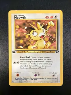 Meowth 62/82 Team Rocket Regular Pokemon TCG NM #3 - Image 1