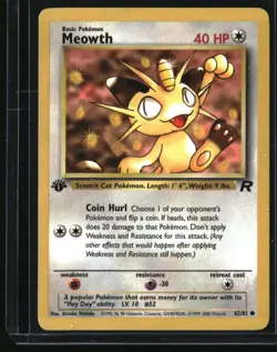 Pokemon Team Rocket Meowth 1st Edition 62/82 DMG - Image 1