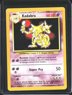 Kadabra 32/102 Uncommon Base Set Unlimited Pokemon NM/M - Image 1