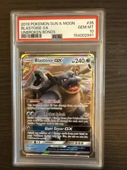 Blastoise GX 35/214 FA Ultra Rare 2019 Pokemon Unbroken Bonds PSA 10 Gem Mint - Image 1