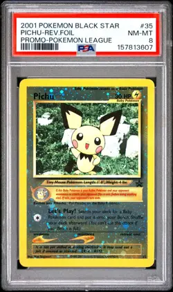 2001 Pokemon Black Star Promo Pichu #35 Reverse Foil PSA 8 WOTC - Image 1