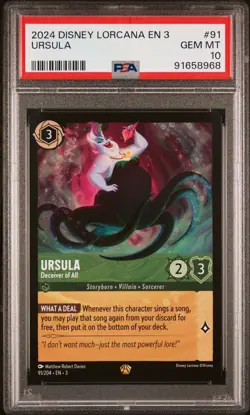 2024 Disney Lorcana EN 3 Ursula Deceiver of All 91/204 PSA 10 Into The Inklands - Image 2