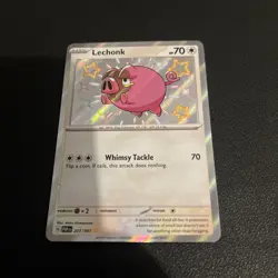 Pokemon Lechonk TCG Card 207/091 Paldean Fates Baby Shiny Rare NM Condition - Image 2