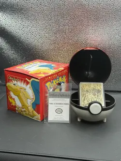 1999 Burger King Charizard 23k Gold Plated Pokemon Trading Card Complete Box CoA - Image 1