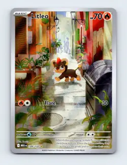 NM Litleo 139/132 Mega Evolution Illustration Rare Pokemon Card - Image 1