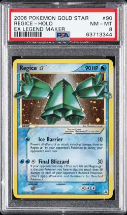 2006 POKEMON EX LEGEND MAKER GOLD STAR #90 REGICE-HOLO PSA 8 - Image 1