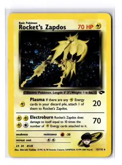 2000 Pokemon Gym Challenge Rocket's Zapdos Holo #15/132 LP - Image 1