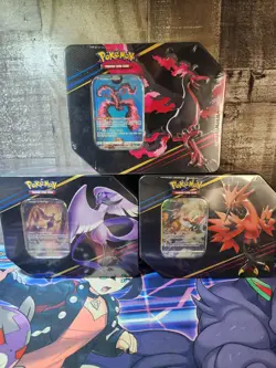 Pokemon TCG: Crown Zenith Tin Set of 3 Galarian Articuno Moltres Zapdos Sealed - Image 1