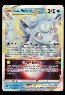 Pokemon Alolan Vulpix VSTAR SWSH12: Silver Tempest #034/195 NM - Image 1