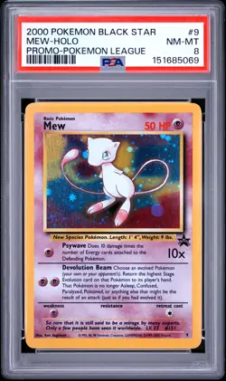 Mew Holo 9 Pokemon League Promo Black Star Pokemon PSA 8 - Image 1