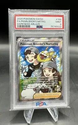 PSA 9 POKEMON BREEDER'S NURTURING 2020 Darkness Ablaze #188 - Image 1