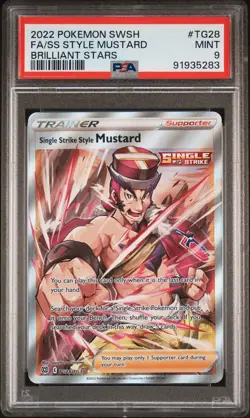 Pokemon 2022 Brilliant Stars Trainer Single Strike Style Mustard #TG28 PSA 9 - Image 1