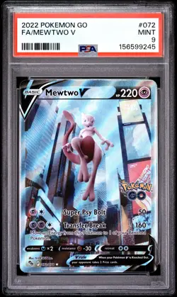 2022 POKEMON GO #072 FULL ART/MEWTWO V PSA 9 - Image 1