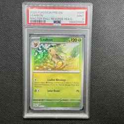 Pokemon - Leafeon Master Ball Reverse Holo Prismatic Evolutions #005 PSA 9 - Image 1