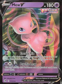 Mew V 113/264 Holo V Rare Fusion Strike Pokemon Near Mint - Image 1