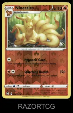 NINETALES 018/195 UC SILVER TEMPEST POKEMON REVERSE HOLO NM/M - Image 1