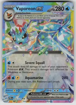 Vaporeon ex 023/131 Holo Double Rare Prismatic Evolutions Pokemon Near Mint - Image 1