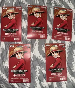 One Piece OP-13 Carrying On His Will. Sleeved Booster Packs Lot of 5 - Image 1