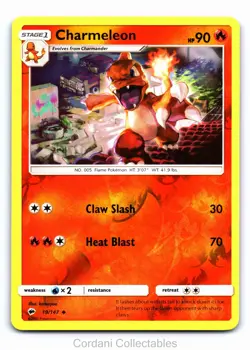 Charmeleon 19/147 - Burning Shadows - Reverse Holo Pokemon Card - Near Mint - Image 1