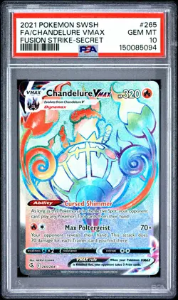 PSA 10 Chandelure Vmax 265/264 Secret Fusion Strike Pokemon Card - Image 1