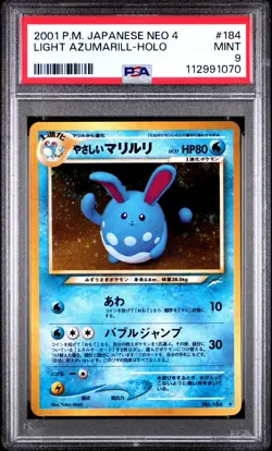 2001 POKEMON JPN NEO 4 #184 LIGHT AZUMARILL-HOLO PSA 9 - Image 1