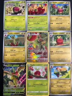 x9 Applin Dipplin Flapple SIR HOLO V RARE Pokemon cards mixed lot cute 🍎🍏🐛🥧 - Image 1