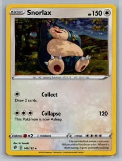 Snorlax SWSH02: Rebel Clash #141/192 Rare,Holo Pokemon Card - Image 1