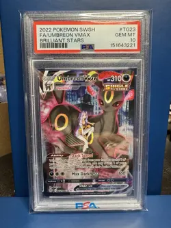 2022 Pokemon Sword & Shield Umbreon VMax Fa Brilliant Stars PSA 10 - Image 1
