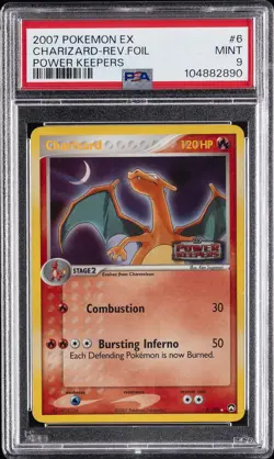 2007 POKEMON EX POWER KEEPERS #6 CHARIZARD-REVERSE FOIL PSA 9 - Image 1