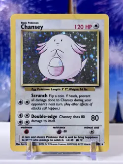 Pokemon TCG Chansey 3/102 Base Set Unlimited Holo Rare WOTC Vintage - Image 1