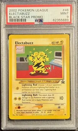 PSA 9 Mint Electabuzz #46 Pokemon League 2002 Black Star Promo - Image 1