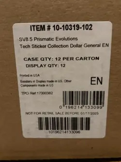 2025 Pokemon Scarlet & Violet Prismatic Evolutions Tech Sticker Collection Case - Image 2