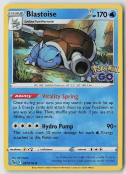 Blastoise 017/078 Holo Rare Pokemon GO Pokemon Lightly Played - Image 1