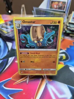 Pokemon TCG Omastar 76/181 SM Team Up Holo Rare - Image 1