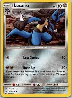 POKEMON LUCARIO 126/214 HOLO RARE UNBROKEN BONDS NM/M - Image 1