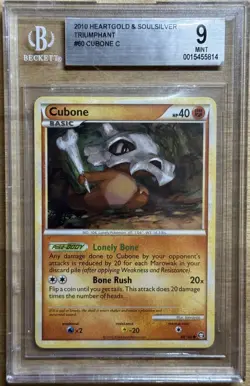 2010 POKEMON HEARTGOLD & SOULSILVER TRIUMPHANT #60 CUBONE BGS 9 - Image 1