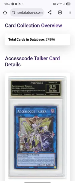 Accesscode Talker RA02-EN044 Ultra 1st Edition Yugioh CROWN MINT 9.5 - Image 3