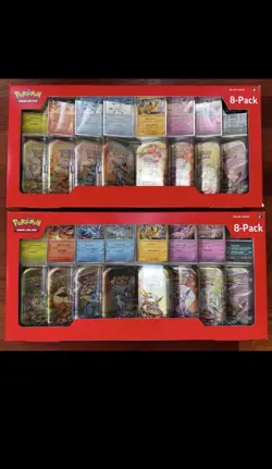 2x Pokemon Prismatic Evolutions 8 Mini-Tins w/ Promo Cards Costco Set - IN-HAND! - Image 1