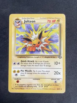Jolteon 20/64 Jungle Non-Holo Card Vintage Pokemon MP Condition - Image 1