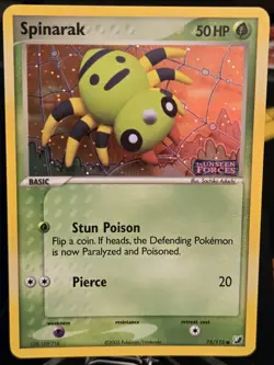 Pokemon Card - Spinarak Unseen Forces 75/115 Reverse Holo Stamped - NM - Image 1