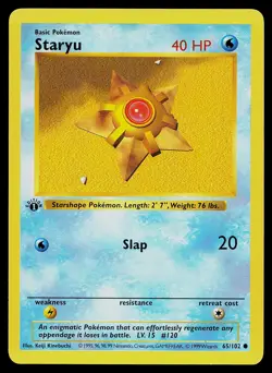 Pokemon Card - Staryu Base Set (Shadowless) 65/102 1st Edition - Image 1