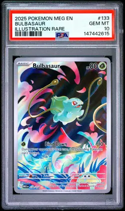 2025 POKEMON MEG EN-MEGA EVOLUTION ILLUSTRATION RARE #133 BULBASAUR PSA 10 - Image 1