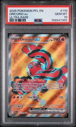 2025 POKEMON PHANTASMAL FLAMES ULTRA RARE #110 ORICORIO EX PSA 10 SHIPS FAST! - Image 1