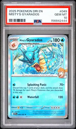 2025 Pokemon DRI EN-DESTINED RIVALS 049 MISTY’S GYARADOS PSA 10 GEM MINT - Image 1