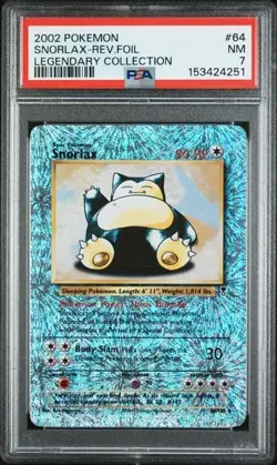 2002 Pokemon Legendary Collection 64 Snorlax Reverse Foil PSA 7 NEW CERT - Image 1