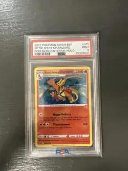 Pokemon Card Special Delivery Charizard SWSH075 Holo PSA 9 HD Swirl - Image 2